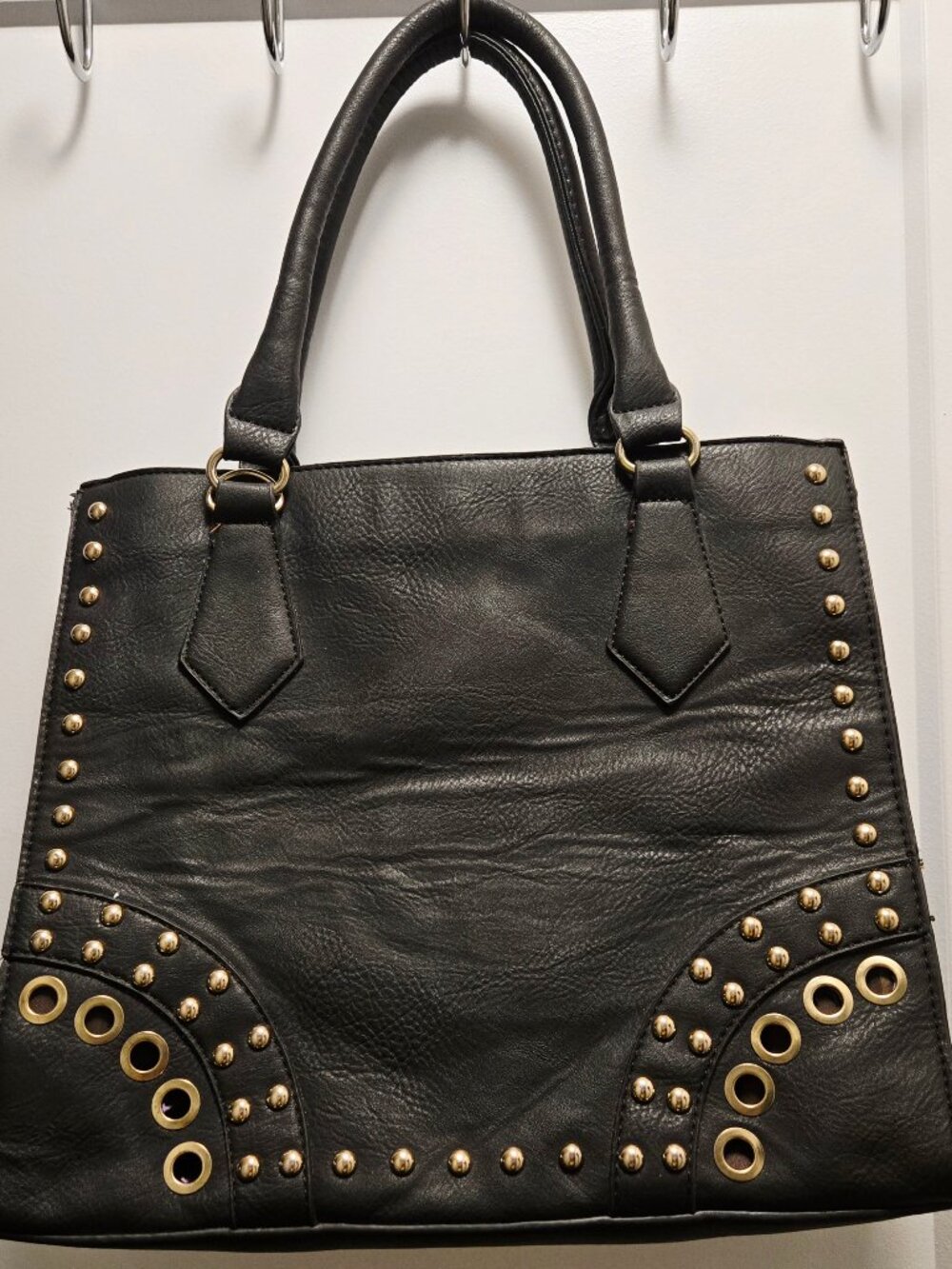 SOURCE UNKNOWN Women's Black Faux Leather Shoulder Bag - Large